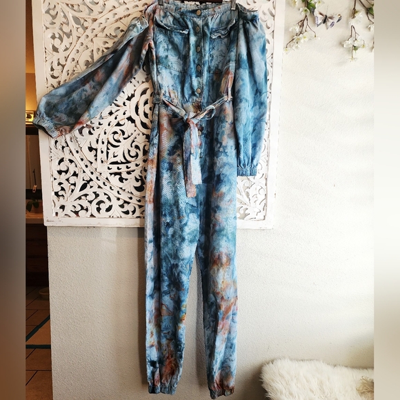 Kiki Harper Pants - KIKI HARPER TIE DYE OFF SHOULDERS OVERALL SIZE XL